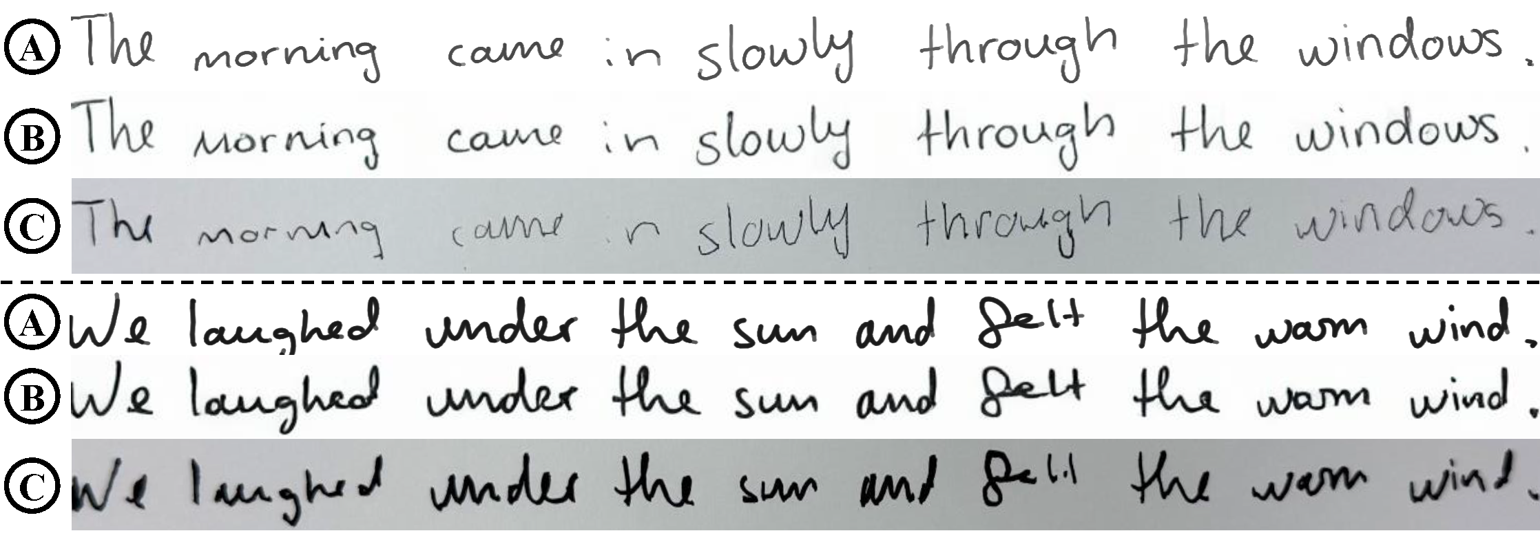 Sentence-level application: rendered image, offline image, and robot execution.
